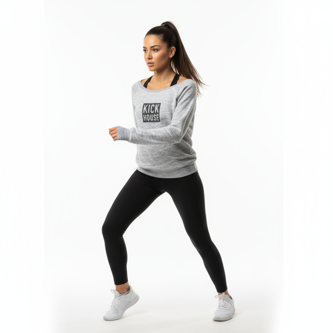 Unisex Stacked Logo Wideneck Sweatshirt Kickhouse Boxing